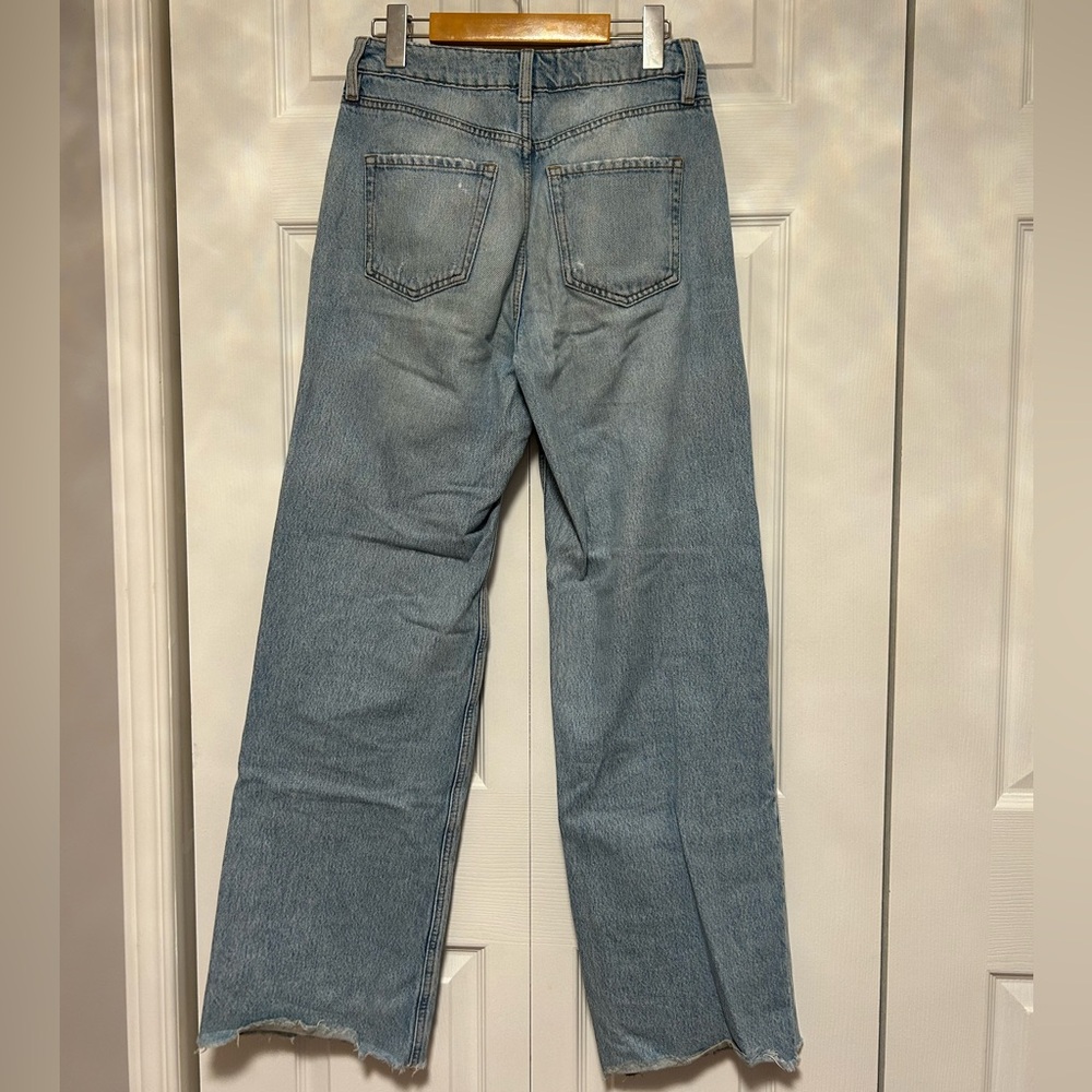 Dynamite Distressed Wide Leg Jeans in Light Blue Denim Women’s Size 26 - Picture 2 of 4